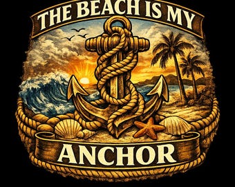 Camiseta "La playa es mi ancla" / Ancla náutica, olas, palmeras