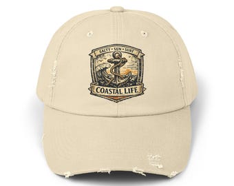 Gorra vintage con diseño de cuerda de ancla estilo Coastal Life / Sombrero náutico playero