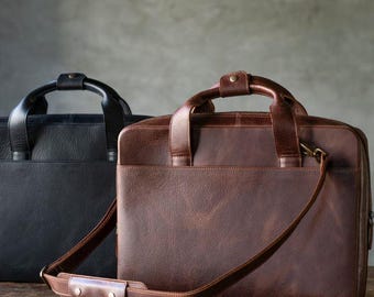 Personlig resväska i toppnarvat läder, 16 tum, laptopväska, portfölj, axelväska, portfölj, anteckningsbok, surfplatta, axelväska