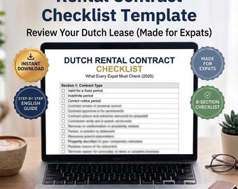 Dutch Rental Contract Checklist Template | Expat Tenant Guide | Huurovereenkomst Check | Netherlands Rental 2026