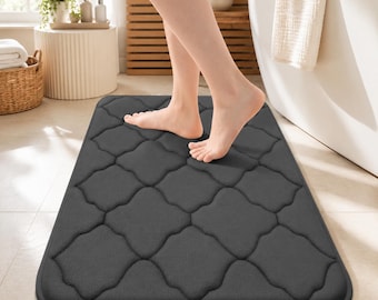 Memory Foam Floor Mat, Non Slip Shower Rug, Ultra Soft Absorbent Runner, Machine Washable, Black Home Decor