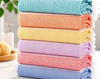 Oversized Turkish Beach Towels 6 Pack 74x38, Quick Dry Sand Free Travel Pool Swim Camping Blanket Set Cruise Essentials