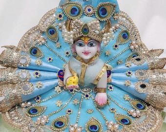 Blue Festive Dress with Turban for Laddu Gopal Ji