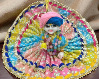 Multicolour Cotton Laddu Gopal Ji Dress with fancy Border – Handcrafted Devotional Wear