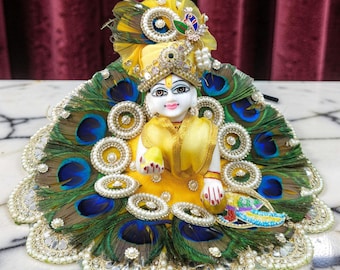 Fancy Mor Pankh Dress for Laddu Gopal Ji. Handcrafted with devotion