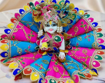 Multicolour Laddu Gopal Ji Dress with Turban – Handcrafted Devotional Wear