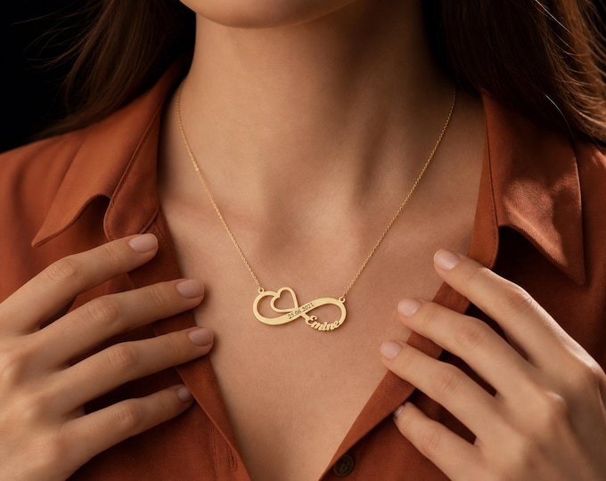 Bespoke 18K Gold Personalized Date Infinity Necklace, Personalized Keepsake