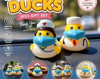 2 INCH - Doctor Nurse Rubber Ducks Set, Healthcare Appreciation Gift, Dashboard Decor, Party Favor