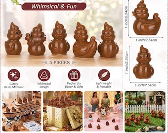 Set of 5 Mini Poop Duck Resin Figurines: Prank Toys, Cruise Ducks, Party Favors