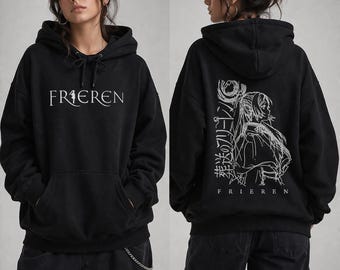 Felpa con cappuccio anime Freren, streetwear manga stile Mugiwara, felpa grafica giapponese estetica, felpa unisex Fern and Stark, regalo anime vintage