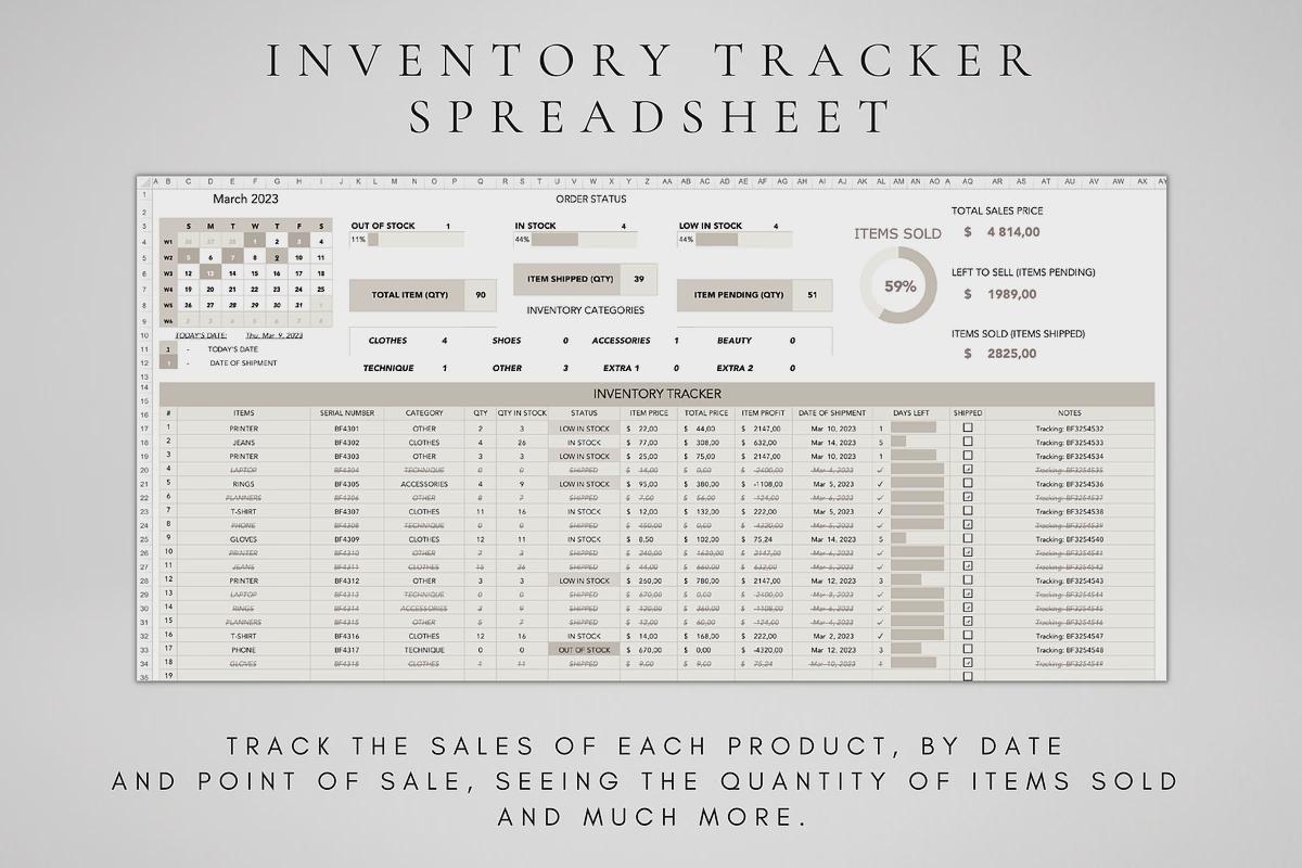 Inventory Tracker Excel Template | Stock Management Spreadsheet | Small ...