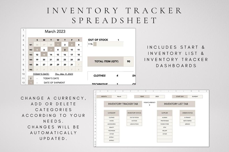 Clear Inventory Text Inventory Tracker Excel Template | Stock Management Spreadsheet | Small ...