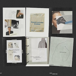 May include: A collage of fashion-related images and text on a dark background. The text "Smooth as butter timeless" is visible. Other images include a woman in a blazer and a page with the text "New Collection '25".