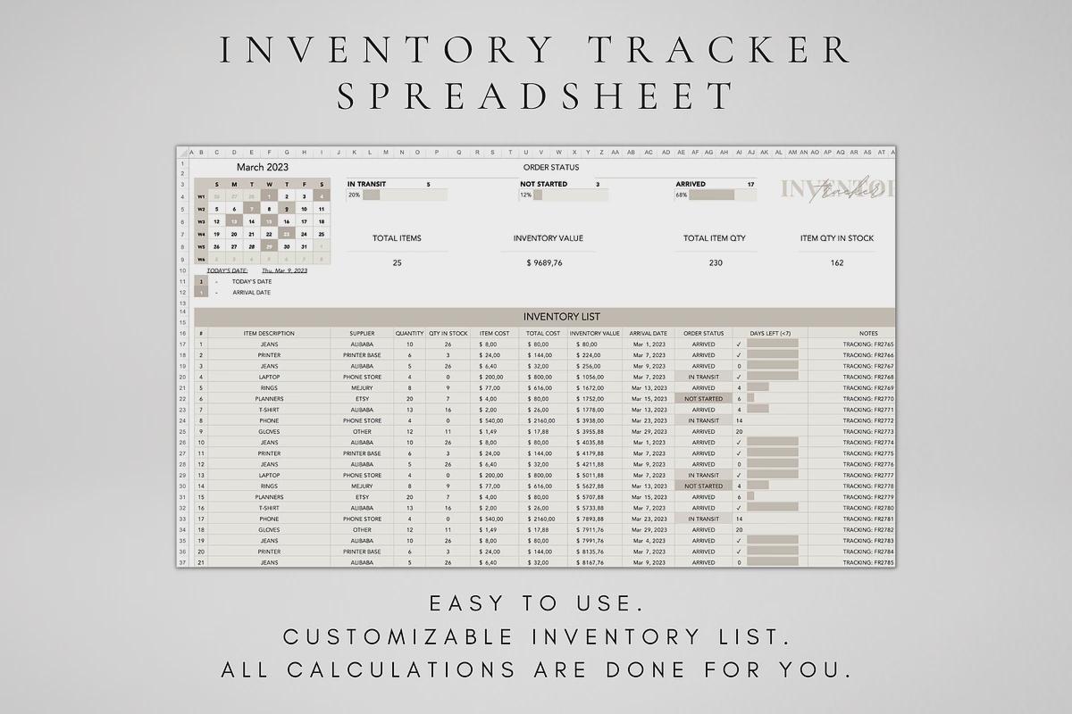 Inventory Tracker Excel Template | Stock Management Spreadsheet | Small ...