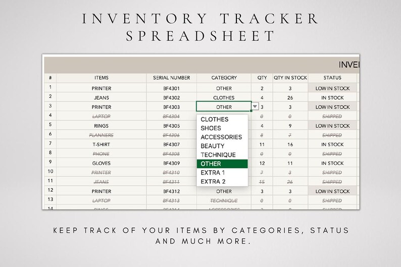 Inventory Tracker Excel Template | Stock Management Spreadsheet | Small ...