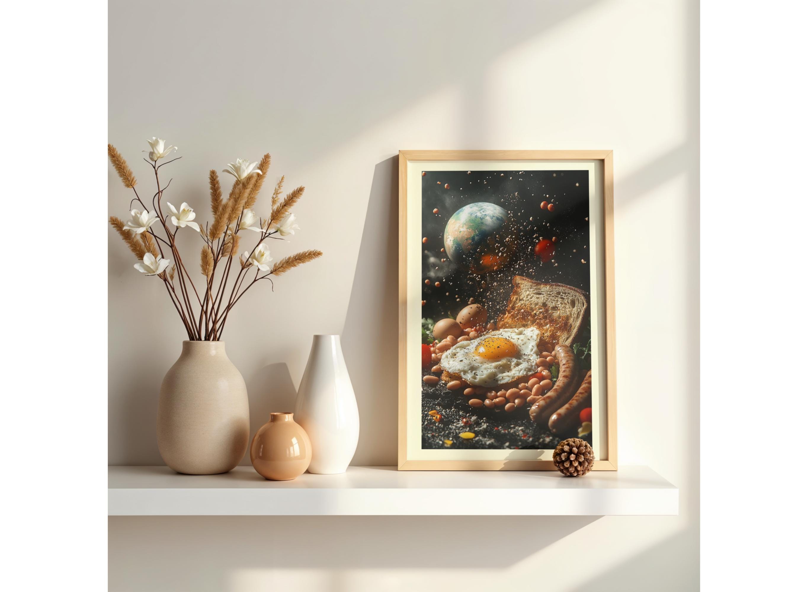 Breakfast Inn Space Full English Breakfast in Space Poster | Dramatic Landscape Wall Art ...