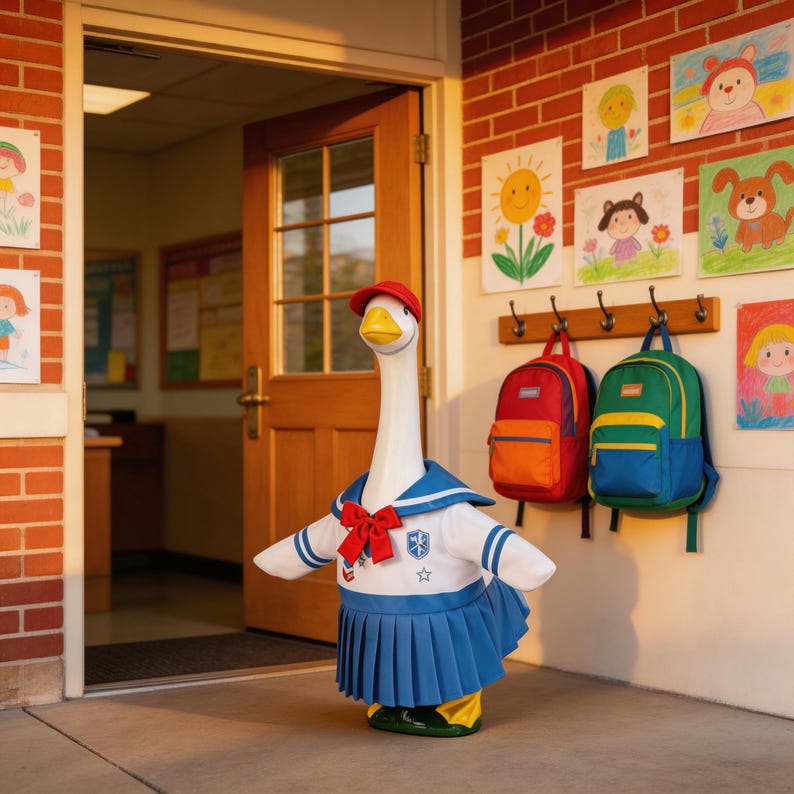 Porch Goose Outfit, Backtoschool Season Porch Goose Sailor Suit, Blue