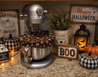 Reusable Halloween Pumpkin Food Cover, Reversible Cotton Bowl Cover for KitchenAid Bowls,Farmhouse Style, Dough Proofing Cover, Eco Friendly