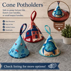 Set of 2 Handmade Pot Holders cone Shape