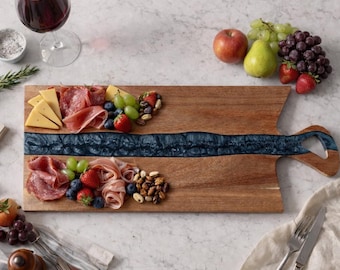 Large Charcuterie Board for Mom, Personalized Serving Board, Mother’s Day Gift, Wood Resin Cheese Board, Custom Gift