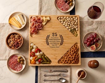 Personalized Retirement Gift, Years of Service Gift, Custom Bamboo Charcuterie Board, Boss Retirement, Work Anniversary, Coworker Farewell