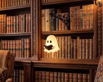 Ghost Wall Sconce Lamp Halloween Decor Bookcase Light Gothic Candle Holder Reading Nook Lighting Vintage Shelf Lamp Home Library Decoration