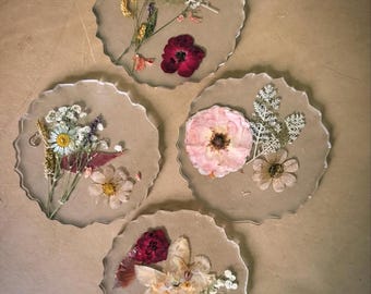 Posavasos de resina con flores naturales