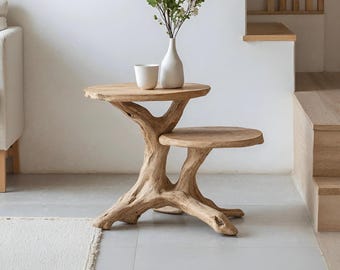 Natural Organic Driftwood Sculptural Rustic Side Table