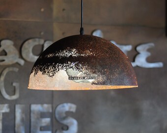 Lámpara colgante de estilo antiguo de fábrica / Lámpara de diseño con efecto Corten / Iluminación industrial artesanal para lofts