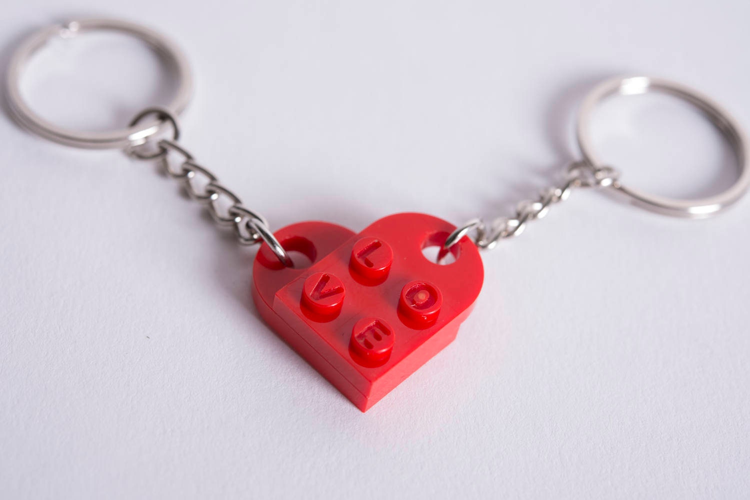 His & Hers Love Heart Keyring & Necklace made with LEGO Bricks valentines day 