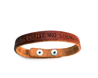 Philippians 4:13  I Can Do All Things Leather Bracelet