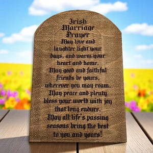 Irish Marriage Blessing Wedding Day Engraved Stained Wooden Home Office wall decor for living room