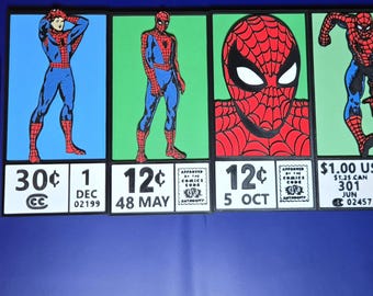 Spider-Man stripboekcovercollectie met gigantische kop als wanddecoratie | 3D-geprinte, op Marvel geïnspireerde wanddecoratie