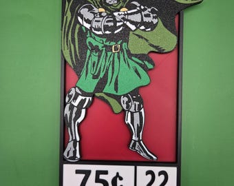Doctor Doom Comic Book Corner Box | 3D Printed Marvel Villain Wall Art | Comic Book Shelf Decor