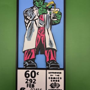 Professor Hulk stripboekenhoekje | 3D-geprinte wanddecoratie geïnspireerd op Marvel | Cadeau voor superheldenfans | Decoratie voor je geekkamer