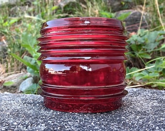 Vintage Red Fresnel Corning Glass Globe for Short Railroad Railway RR Lanterns