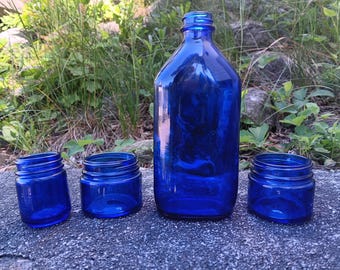Cobalt Blue Medicinal Glass Bottles early 20th-century