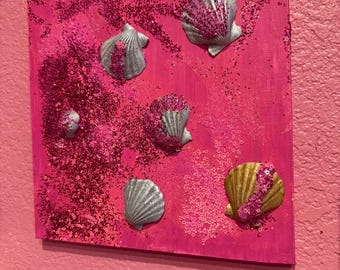 Seashells on canvas
