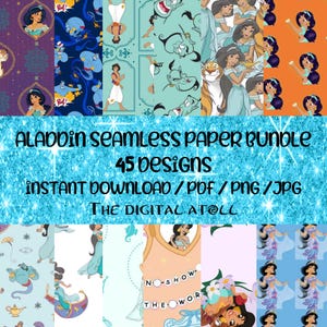 Aladdin Seamless Pattern Bundle – 45 High-Res Designs (PNG, JPG, PDF)