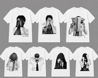 Kpop Idol Portrait Graphic Tee, Bangtan Signature Print Unisex Tshirt, World Tour 2026 Casual Concert Merch