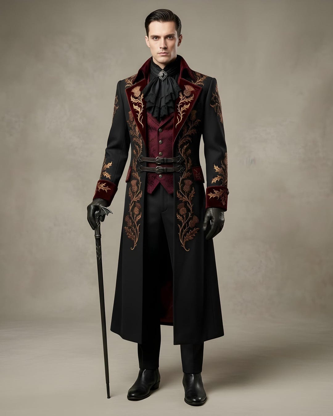 Vampire Formal Mens Victorian Gothic Tailcoat Jacket, Steampunk Vampire Formal Costume ...