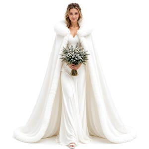 winter wedding dresses with fur trim Wedding Cloak Winter Fur Wedding Dress Luxurious White Wedding Cloak With Faux Fur Trim Elegant Winter