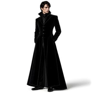 Men's Black Gothic Tailcoat, Victorian Minimalist Wool Overcoat, Luxury Winter Statement Jacket