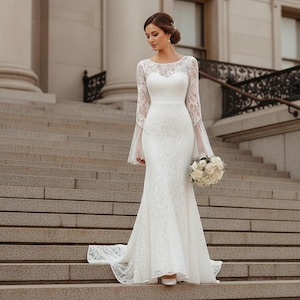 courthouse wedding dress long sleeve Courthouse Wedding Dress  Leely