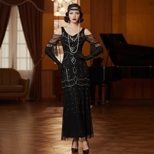 short sleeve gatsby dress WEDTREND Women Black Blue 1920s Dress Bodycon Peacock Sequin Gatsby with Short Sleeves, Black Blue / L