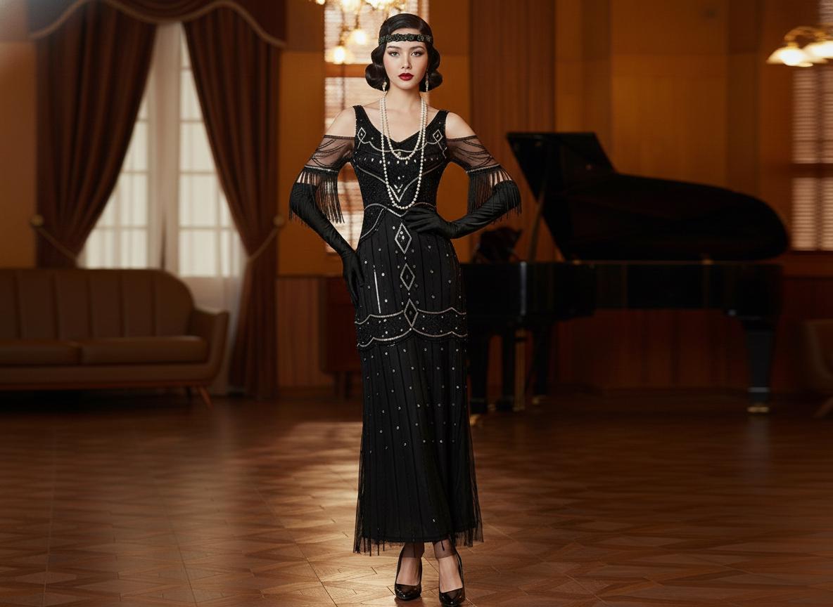 1920s Beaded Long Dress - Etsy