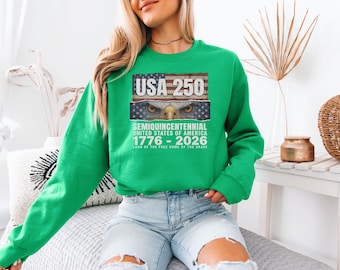 Diseño patriótico del 4 de julio, camiseta gráfica "USA Legacy 250 Years of Freedom", camiseta unisex para la celebración del 250 aniversario estadounidense.