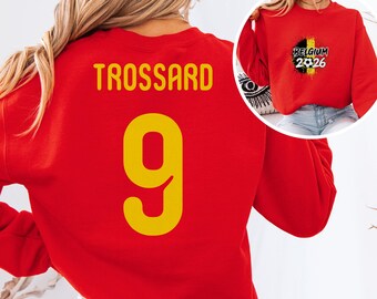 Camiseta gráfica del jugador estrella belga Trossard #9, estilo camiseta de fútbol, regalo a doble cara, camiseta unisex para aficionados al fútbol del Mundial.