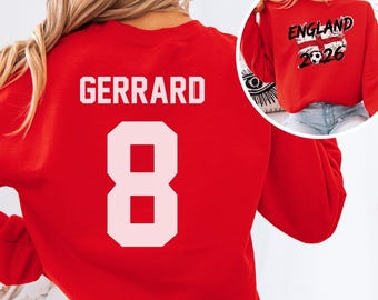 Camiseta Gerrard 8 / Camiseta de fútbol de Inglaterra / Camiseta de fútbol 2026 / Regalo para aficionados británicos / Camiseta de leyenda del Reino Unido