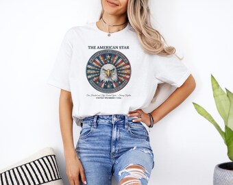 1776 - 2026 Aniversario Águila Calva Bandera Logo, United We Shine Estrella Americana EE. UU. Semiquincentenario Camiseta Gráfica, Camiseta Unisex